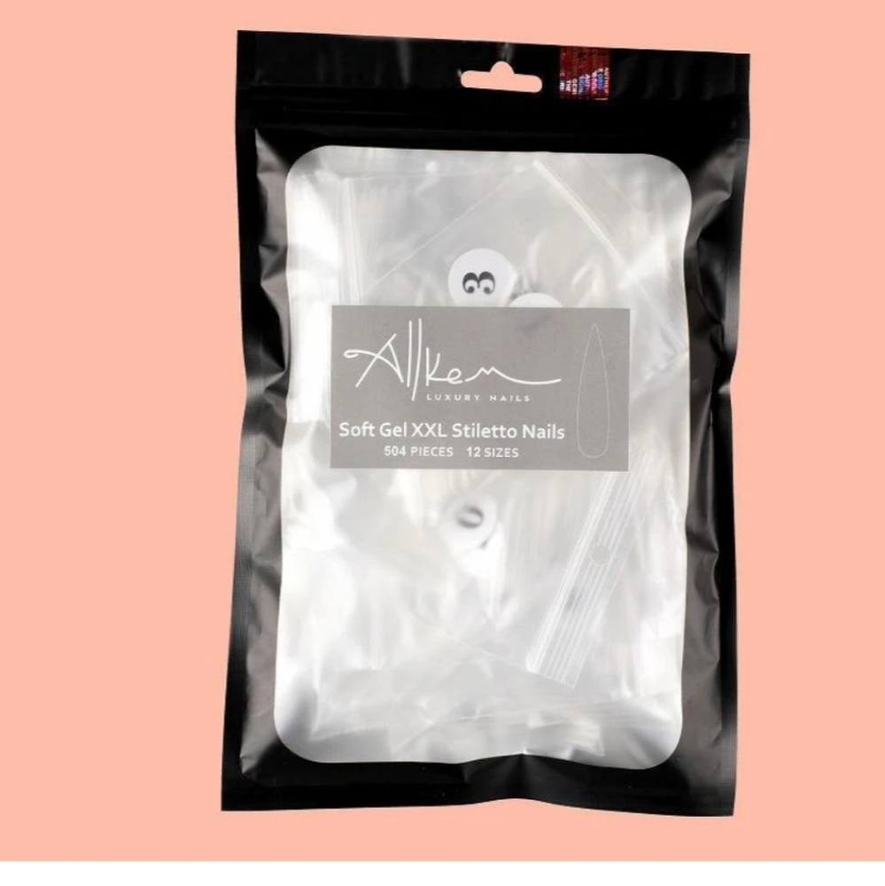 Allkem Luxury Nails Soft Gel XXL Stiletto Nails 2 Bags Of 504 Pieces 12 Sizes - Picture 5 of 9